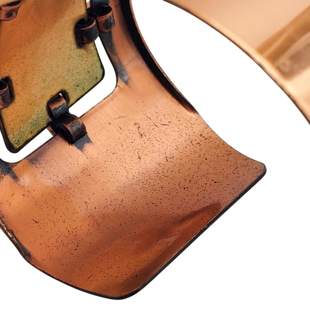 Matisse Renoir Cuff Copper Teal‎ Enamel Bangle Asymmetrical Bracelet Modern MCM - Picture 7 of 9